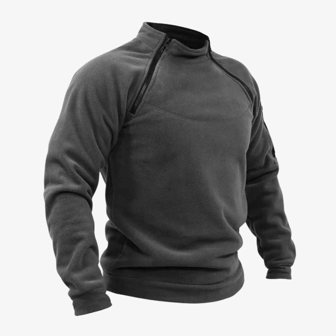 Peak Quest Fleece Diagonal Zip Jumper - Men's - Dark Grey